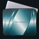 Blue Tint Metallic bliksemroestvrij stalen patroon Laptop Sleeve<br><div class="desc">Blauw tint,  glanzend metallisch uiterlijk,  roestvrij stalen patroon. Aangepast en optioneel monogram. Beschikbaar op andere producten en kan worden aangevraagd voor elk van de producten die op Zazzle worden aangeboden.</div>