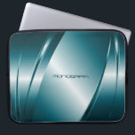 Blue Tint Metallic bliksemroestvrij stalen patroon Laptop Sleeve<br><div class="desc">Blauw tint,  glanzend metallisch uiterlijk,  roestvrij stalen patroon. Aangepast en optioneel monogram. Beschikbaar op andere producten en kan worden aangevraagd voor elk van de producten die op Zazzle worden aangeboden.</div>