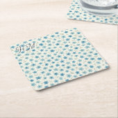 Blue Tiny Flower Simple Customize Your Initial Kartonnen Onderzetters (Schuin)