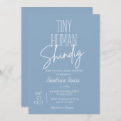 Blue Tiny Human Shindig Neutraal Modern Baby showe Kaart (Voorkant / Achterkant)