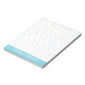 Blue Tiny Kleurrijke Confetti Voeg Jouw naam toe Notitieblok (Linkerzijde)