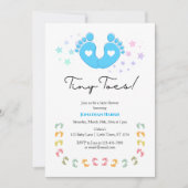 Blue Tiny Toes Baby shower Invitation Kaart (Voorkant)