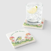 Blue Tit and Fly Agaric in a Forest Clearing Stenen Onderzetter (Zijkant)