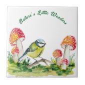 Blue Tit and Fly Agaric in a Forest Clearing Tegeltje (Voorkant)