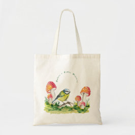 Blue Tit and Fly Agaric in a Forest Clearing Tote Bag