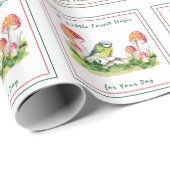 Blue Tit and Fly Agaric Watercolor Cadeaupapier (Rol Hoek)