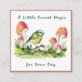 Blue Tit and Fly Agaric Watercolor Informatiekaartje (Voorkant)