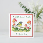 Blue Tit and Fly Agaric Watercolor Kaart (Staand voorkant)