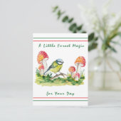 Blue Tit and Fly Agaric Waterverf Feestdagenkaart (Staand voorkant)