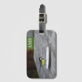 Blue Tit Bird Feeding Persoonlijke Initialen Bagagelabel (Voorkant (verticaal))