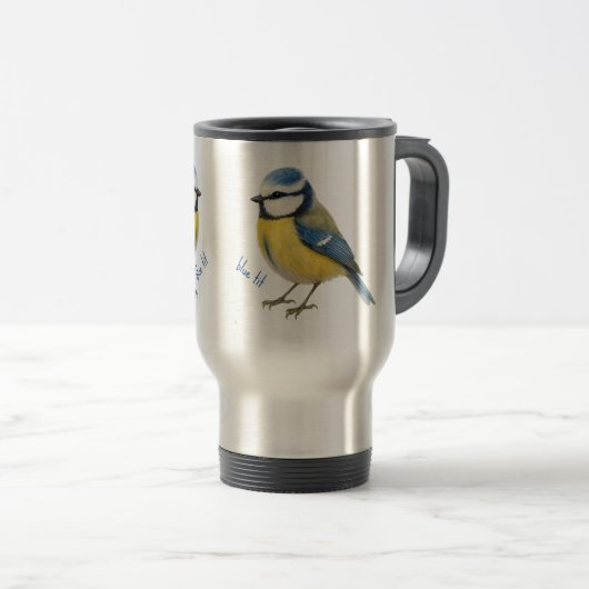 Blue Tit Bird Mug Nature Lover Gift Reisbeker (Voorkant rechts)