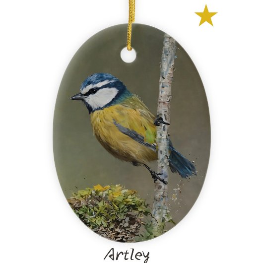 Blue Tit Bird Schilderij Custom Year Christmas Keramisch Ornament