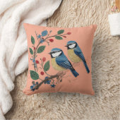 Blue Tit Birds on a Vine Kussen (Deken)
