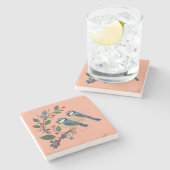 Blue tit birds on a vine Quilling design Stenen Onderzetter (Zijkant)