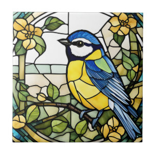 Blue Tit Faux Glas in lood Bluetit Bird Tegeltje