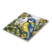 Blue Tit Faux Glas in lood Bluetit Bird Tegeltje (Zijkant)