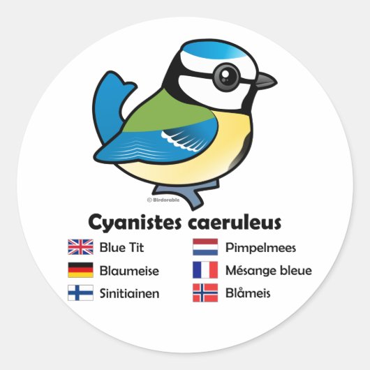 Blue Tit International Ronde Sticker (Voorkant)