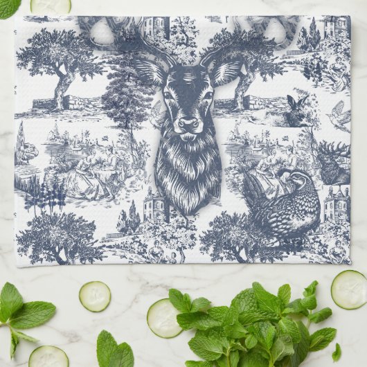 Blue Toil Deer Keukenhanddoeken (Gevouwen)