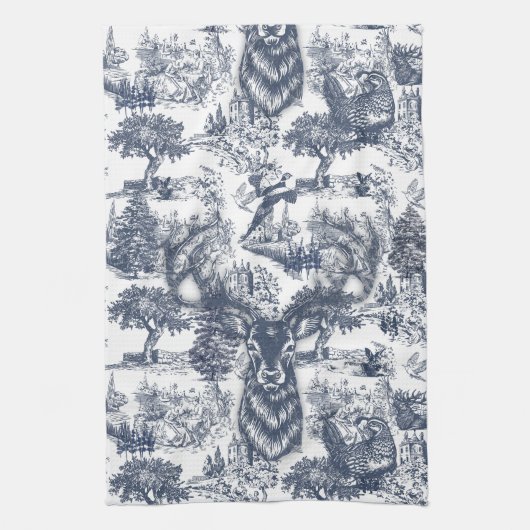 Blue Toil Deer Keukenhanddoeken (Verticaal)