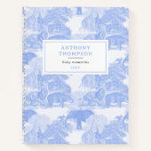 Blue Toile Animals Safari Chinoiserie Baby Boy Notitieboek (Voorkant)
