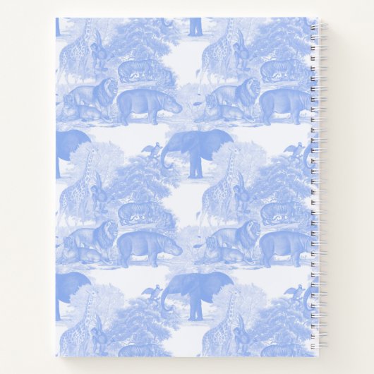 Blue Toile Animals Safari Chinoiserie Baby Boy Notitieboek (Achterkant)