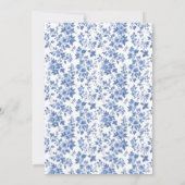 Blue Toile Baby shower Invitation Kaart (Achterkant)