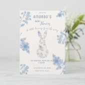 Blue toile Baby shower Kaart (Staand voorkant)