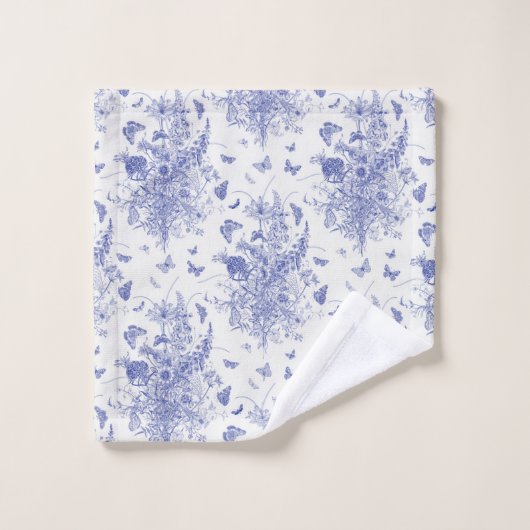 Blue Toile Bad Handdoek (Wasdoekje)