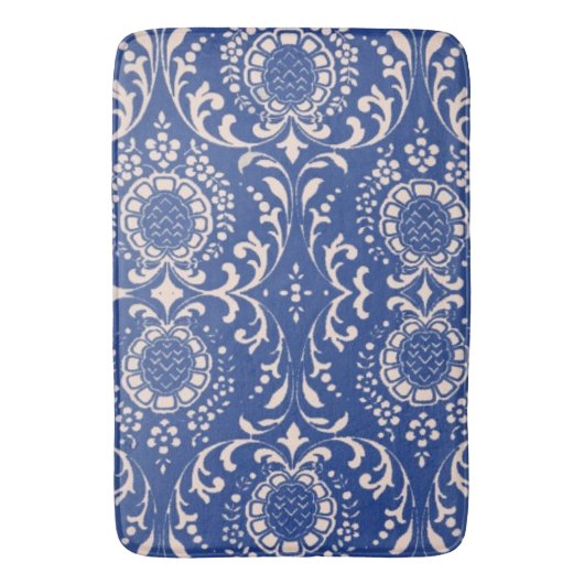 Blue Toile Bathroom Rug. Badmat (Voorkant Verticaal)