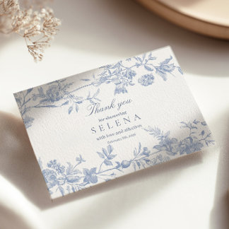 Blue Toile bedankkaart | Elegant Vrijgezellenfeest