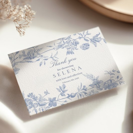 Blue Toile bedankkaart | Elegant Vrijgezellenfeest