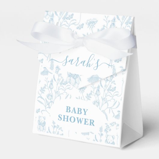 Blue Toile Beer Baby shower Boy Bedankdoosjes (Voorkant Zijde)