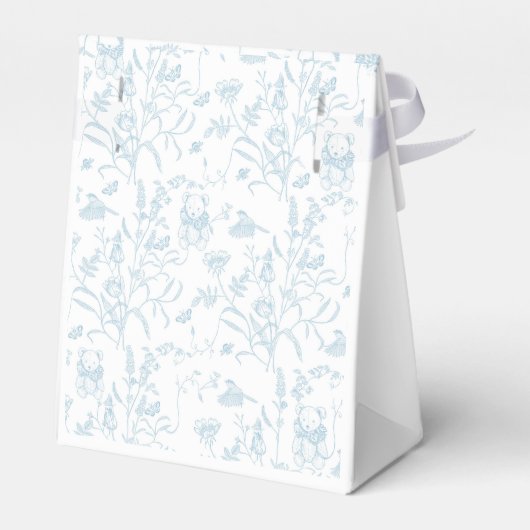 Blue Toile Beer Baby shower Boy Bedankdoosjes (Achterkant)