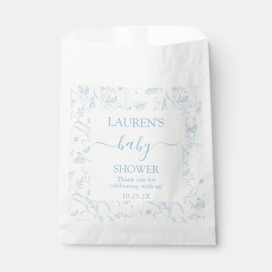 Blue Toile Beer Baby shower Boy Bedankzakje (Voorkant)