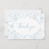 Blue Toile Beer Baby shower Boy Dank je kaart (Voorkant)