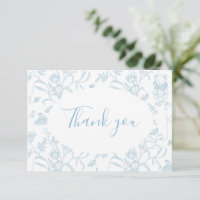 Blue Toile Beer Baby shower Boy Dank je kaart