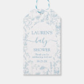 Blue Toile Beer Baby shower Boy Gift Label Cadeaulabel (Voorkant)