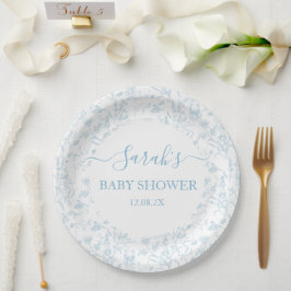 Blue Toile Beer Baby shower Boy Papieren Bordje