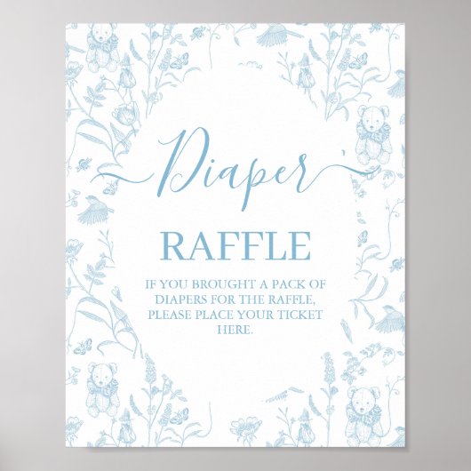 Blue Toile Beer Baby shower Boy Poster (Voorkant)