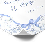 Blue Toile Beer Baby shower Kaarten en geschenken Poster (Hoek)