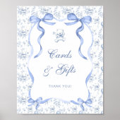 Blue Toile Beer Baby shower Kaarten en geschenken Poster (Voorkant)