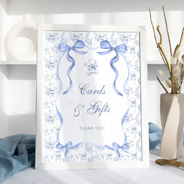 Blue Toile Beer Baby shower Kaarten en geschenken Poster