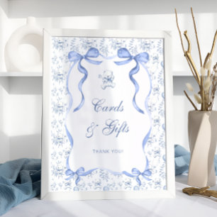 Blue Toile Beer Baby shower Kaarten en geschenken Poster