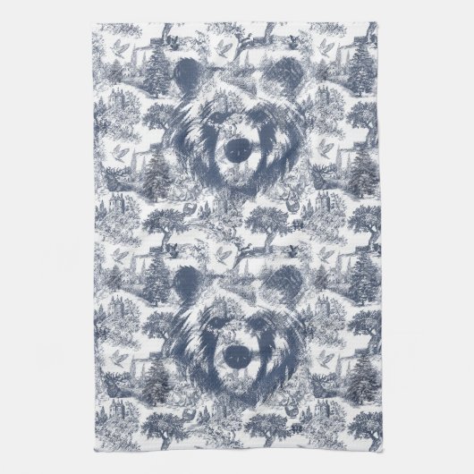 Blue Toile Beer - Wildlife at Home Theedoek (Verticaal)