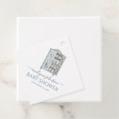 Blue Toile Botanical Wardrobe Baby shower Bedankjes Labels (In situ)