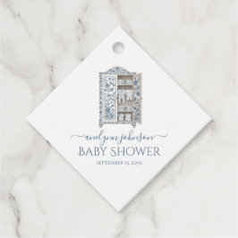 Blue Toile Botanical Wardrobe Baby shower Bedankjes Labels