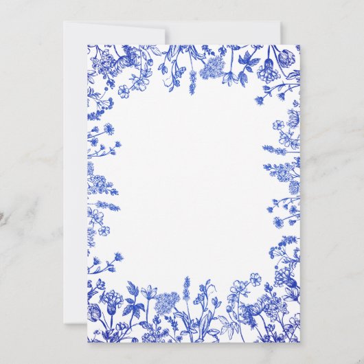 Blue Toile Bow Baby shower uitnodiging (Achterkant)