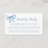 Blue Toile Bow Boek voor Baby shower Informatiekaartje (Voorkant)