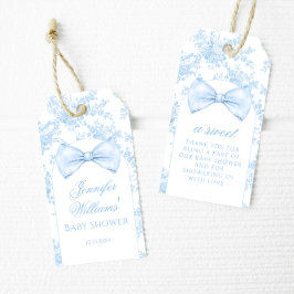 Blue Toile Bow Stropdas Boho Baby Boy Shower Dank  Cadeaulabel