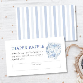  Blue Toile Boy Baby shower Luier Raffle Informatiekaartje